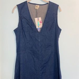 denim v neck maxi dress